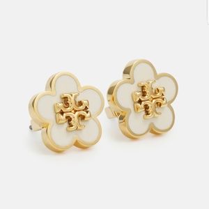 TORY BURCH KIRA ENAMEL FLOWER STUD EARRINGS